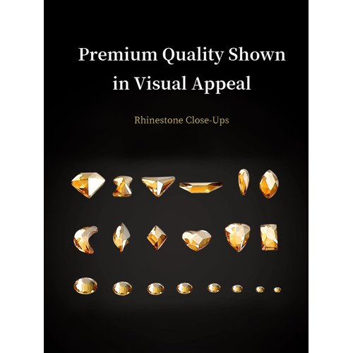 AMLAVIFISH Rhinestones for Nails, 6080Pcs Gold Nail Art Rhinestones Kit, Gold Gems for Nails, Crystals Diamonds for Nail Art Design, Mix Sizes Nail Gems(Picking Pen and Tweezers Included)