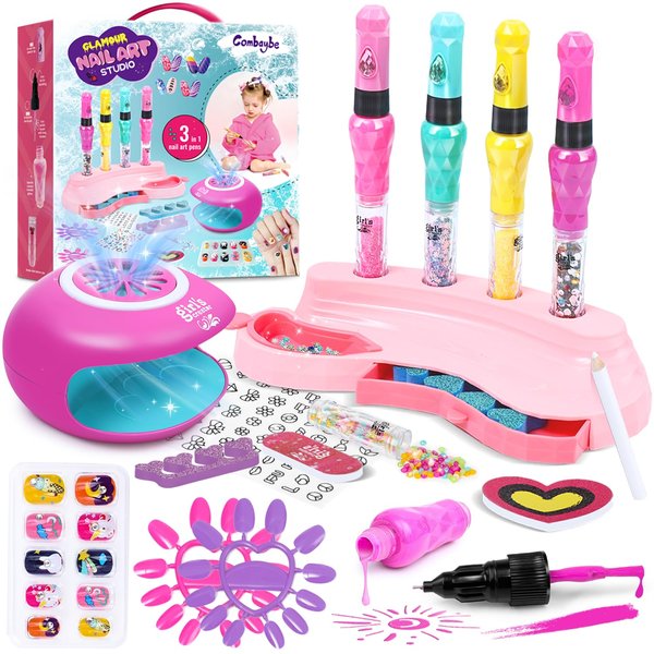 Kids Nail Polish Set for Girls - Nail Art Kit for Kids Ages 4-12 - Girls Toys 8-10 - Non Toxic Nail Polish, Girls Stuff for Spa,Manicure,Birthday Gifts Toys for Girls Age 6 7 8 9 10 12 Years