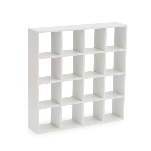 Miniature Furniture Wooden Storage Rack 16 Grid Shelves 1:12 Dollhouse Accessories Bookshelf Display Shelf Wall Rack Stand Mini House Scene Decoration (White)