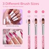 MelodySusie 3Pcs Acrylic Nail Brush Set, Size 8/10/14 Professional Nail Brushes for Acrylic Application Acrylic Powder Nail Art Extension and 3D Nail Carving for DIY Home Salon Nail Art Tool Pink