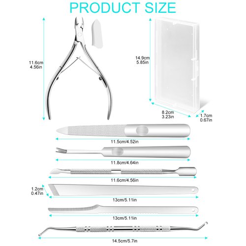 BLATOWN 7pc Ingrown Toenail Removal Kit, Ingrown Toenail File and Lifters, Professional Surgical Stainless Ingrown Toenail Tool Pedicure Tool Kit Under Nail Cleaner for Ingrown Toenail