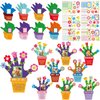 Beeveer 96 Pcs Mother's Day Hand Picture Frame Crafts DIY Handprint Flower Pot Hand Keepsake Picture Frame Craft Gifts with Flower Stickers for Spring Party Home Activities