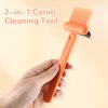 2-In-1 Comb Cleaning Tool, Hair Brush Cleaner, Mini Hair Brush Remover Rake Comb Cleaning Brush Hair Dirt Remove Instrument for Removing Hairs Dust Dirt Lint Home Salon(Orange)