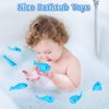 60 Pieces Rubber Sharks Blue Rubber Bath Sharks Cute Squeezable and Squeak Shark Small Rubber Sharks Bathtub Swimming Rubber Sharks Toys for Birthday Shower Bathtub Pool Party Favors
