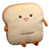 Goylmc Toast Bread Plush Pillow, Bread Stuffed Pillow,Food Plush Pillow with Hand Pocket Great Gift Choice for Kids Adults (15.7 * 13.7 in,Happy)