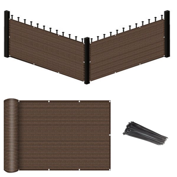 Eden's Decor Balcony Privacy Screen Cover Mesh Windscreen Weather-Resistant UV Protection for Backyard Deck, Patio, Balcony, Pool, Porch, Fence, Railing, Gardening (Brown,2'6"x 15')