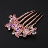 Chargances Boho Rhinestone Butterfly Hair Comb Bridal Wedding Purple Crystal Hair Side Combs with Long Teeth Sparkly Hair Accessories for Women and Girls (Purple)