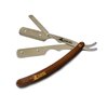 Classic Samurai Stainless Steel Professional Barber Straight Edge Razor with 100 Count Single Edge Razor Blades (Brown)