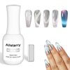 Allstarry Cat Eye Gel Nail Polish, 15ml/0.5fl oz Bright Silver Magnetic Gel Polish UV LED Curing Soak Off Home DIY Nail Salon Manicure Kit with Magnet for Shimmer Velvet Nail Art - White Moonligh