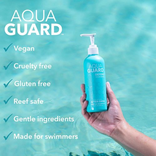 AquaGuard Gentle Clarifying Shampoo - Defeat Chlorine and Enjoy the Pool - No More Pool Hair Smell - Paraben and Gluten Free, Vegan, Color Safe, Leaping Bunny Certified (Two Bottles)