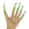Halloween Witch Fingers Fake Nails by Hello Halloween | Green Glow-in-the-Dark Spooky Witches Fingers w/ Scary Red Nails | Halloween Props Costume Fingers | 10 Spooky Fingers, Approx. 3.5” Long Each
