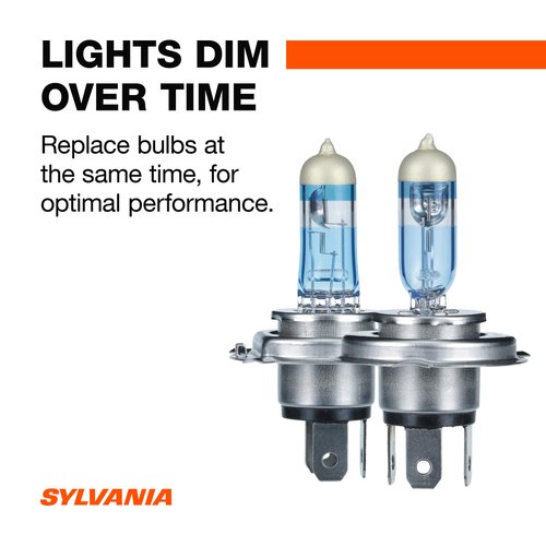 Sylvania 9003 SilverStar Ultra High Performance Halogen Headlight Bulb, Brightest Downroad with Whiter Light (2 Bulbs)