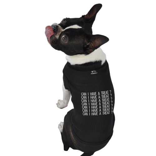 Ruff Ruff and Meow Dog Tank Top, Can I Have a Treat?, Black, Extra-Small