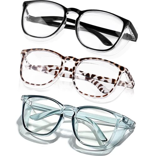SQIMZAR 3 PCS Safety Glasses Goggles For Women Nurses Protective Eyewear,Anti Fog Safety Goggles