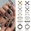 SILPECWEE 36pcs Punk Nail Charms 3D Retro Gold Silver Alloy Nail Jewels Cross Nail Charm Hanging Rings Charms for Nails Salon Gothic Metal Nail Art Decorations Nails Accessories