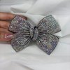 LINAYOHA 1 Pcs White Elegant Jewelry Crystal Shiny Rhinestones Butterfly Hair Bow Claw Clip Accessories For Women Girl Flower Princess Headwear Hair Pin Barrette Christmas Gift