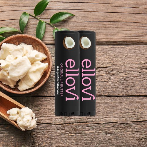 Ellovi Natural Lip Butter Lip Balm - Original - Pure Enough to Eat - Made With Just 6 Vegan Ingredients - Moisturizing Lip Care for All Day Hydration (2-Pack)