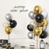 72Pcs Black and Gold Balloons Set, Black White Gold Balloon 12 Inch Silver Metallic Confetti Balloons Party Supplies for Happy New Year Birthday Bridal Shower Wedding Graduations Party Decorations