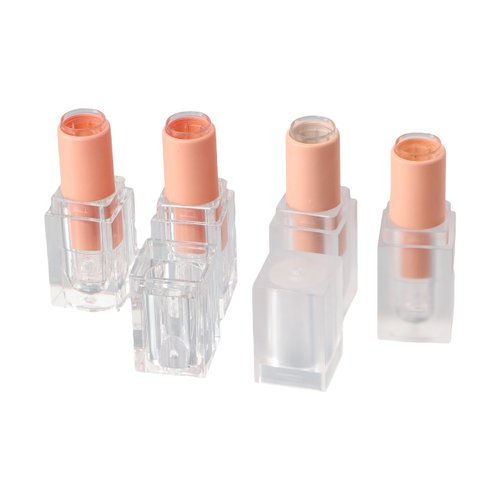 Leadigol Empty Lipstick Tubes, Pink Lipstick Tubes, Crystal Acrylic Lip Gloss Tube Transparent Frosted Matte Pink Square Lipstick Tube DIY Lip Balm Container Refillable Cosmetic Bottle Container, 4