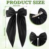 JUNEBRUSHS 4Pcs Big Hair Bows, Women Hair Barrettes Metal Clips Silky Satin Hair Ribbon Solid Color Ribbon Bows with Long Tail for Hairstyle Birthday Holiday Gifts