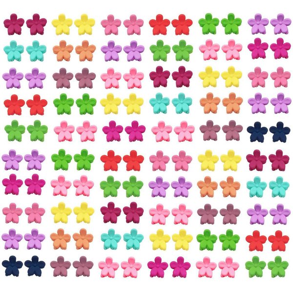 100pcs Mini Claw Hair Clips Flower, BetterJonny Flower Hair Bangs Pin Hair Accessories Barrattes Hair Clips for Baby Girls Kids Children Women