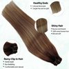 Valiilo Hair Extensions Clip ins Real Human Hair Clip in Hair Extensions Light Brown to Medium Blonde Balayage Remy Human Hair Clip in Extensions for Women 14 Inch 7Pcs/70g
