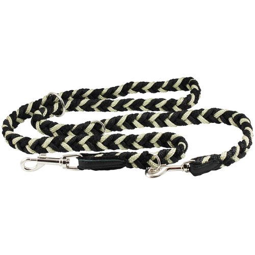 6 Way European Multifunctional Braided Dog Leash, Adjustable Schutzhund Lead 42"-68" Long 4 Sizes Beige (Small: 5/8" Wide)