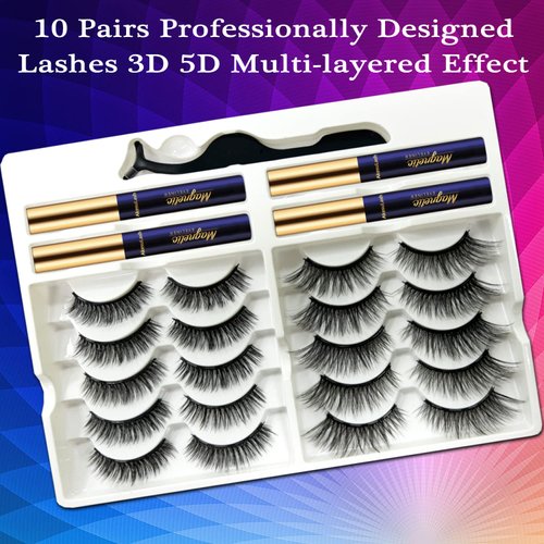 AkesuLash Magnetic Eyelashes Magnetic Lashes Natural Looking with Applicator - 4 Tubes of Magnetic Eyeliner with Magnet False Lashes, Updated Strongest,Reusable, Cruelty-Free Easy to Apply 10 Pairs