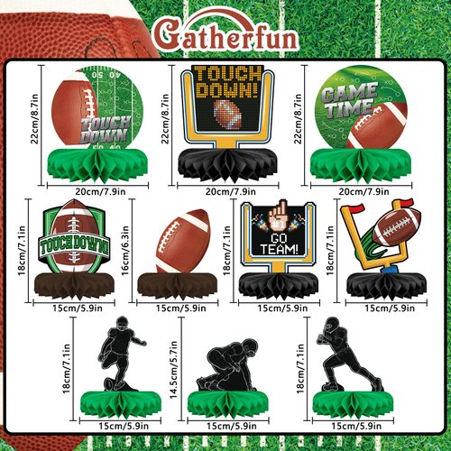 10PCS Football Party Decorations Football Table Centerpiece Football Honeycomb Centerpieces Table Toppers for Football Birthday Party Football Game
