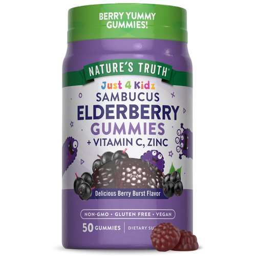 Nature's Truth Kids Elderberry Gummies | 50 Count | with Zinc and Vitamin C | Vegan, Non-GMO & Gluten Free Supplement