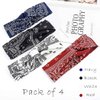 Urieo Boho Bandanas for Women Stretch Paisley Print Bandana Headband Knotted Hair Bandana Wide Hair Band Yoga Daily Headbands(Pack of 4) (A)