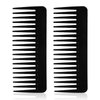 YEEPSYS Wide Tooth Comb for Curly Hair,Long Hair,Wet Hair,Detangling Comb, Paddle Hair Comb (Black, No Handle-2 Pack)