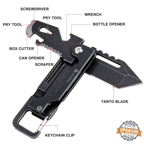 edcfans Keychain Knife, EDC Multitool Key Chains, Small Pocket Knives with Clip Box Cutter with Can/Bottle Opener, Screwdriver, Wrench and Pry Tool, Gifts for Men Women Dad Everyday Carry