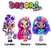 DECORA GIRLZ 5" Dolls -3 Pack A - Decora, London and Celestia | Fashion Dolls for Ages 4 and Up | Surprise Birthday Gift for Children | Set of Doll Clothes, Stickers, Dolls & Accessories