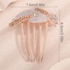 Chargances Dainty Crystal Feather Hair Comb Sparkly Rhinestone Inlaid Flower Hair Side Comb Long Teeth Hair Combs Wedding Bridal Hair Accessories for Women (Champagne)
