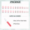 IMSOHOT Medium Press on Nails Square French Tips Fake Nails Blue Pink Wave False Nails with Designs Glossy Glue on Nails Full Cover Cute Acrylic Nails for Women and Girls 24Pcs