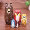 Konrisa Animal Nesting Dolls Handmade Figurine Wooden Stacking Dolls Toys for Children Kids,Home Decoration Party Supplies,Set of 5 Brown Bear