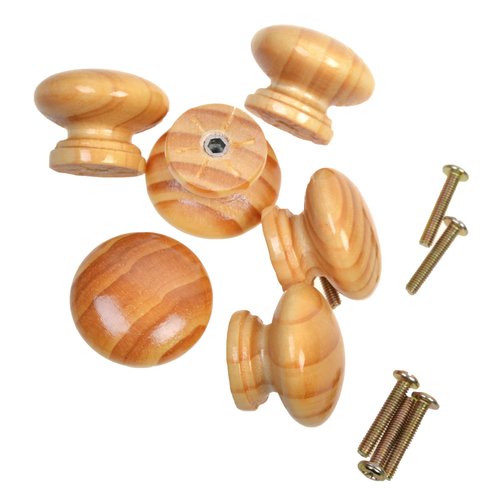 Cosmos 6 PCS Round Mushroom Shape Wooden Cabinet Knobs Drawer Pulls