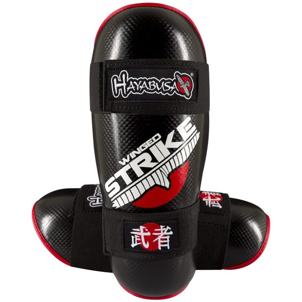 Hayabusa Winged Strike Competition Karate Shin Guards - Black, Medium