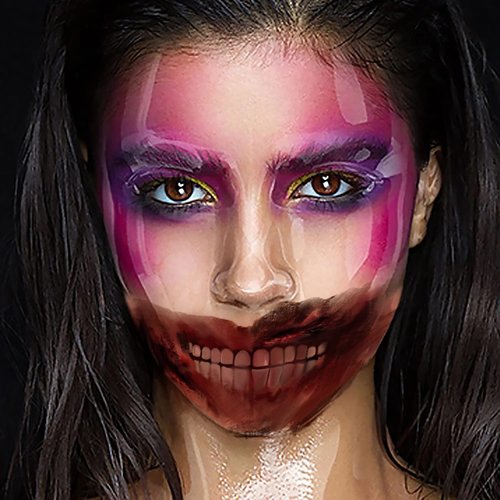 Halloween Tattoo Stickers 20 PCS black,Colour Halloween Clown Horror Mouth Tattoo Stickers Halloween Temporary Tattoos Face Decals Prank Props for Halloween Cosplay Party Decorations