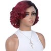Quantum Love Short Curly Bob Ombre Red Wigs Loose Wave Side Part Wig for Black Women Short Body Wave Bob Synthetic Wig (10 inches)