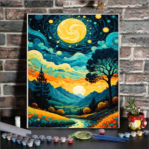 Axquilon Paint by Numbers Kit for Adults Beginner-Landscape Adult Paint by Number Kits on Canvas, Easy Adults' Paint-by-Number Kits Oil Painting Craft Supplies for Gift Home Wall Decor 16 x 20in