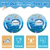 WERNNSAI Shark Party Supplies Set-33 Pcs Blue Ocean Birthday Party Decorations Disposable Under The Sea Party Tablecloth Plates Napkins for Boys Baby Shower Ocean Shark Theme Party Serve 16 Guests