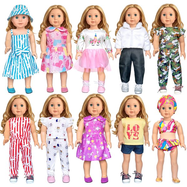 18 inch Doll Clothes Accessories for Girl Doll Clothes(10 Set)