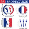 gisgfim 96Pcs France French Flag Party Supplies Paper Plates Napkins France Flag Party Tableware Set France National Party Decorations Favors for French Family Gathering Dining Serves 24