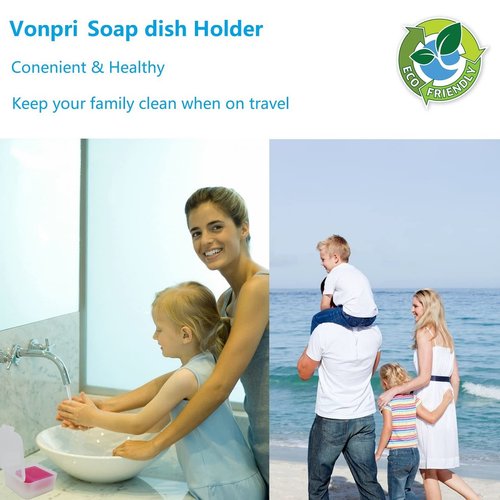 Travel Soap Dish, Soap Box Case with Bar Soap Saver Pad Portable Soap Rest for Bathroom Shower Home Outdoor Gym Fitness Vonpri (Clear)