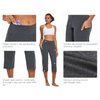 BALEAF Yoga Pants for Women Capris High Waist Leggings with Pockets Wide Leg Exercise Workout Crop Straight Open Bottom Charcoal L