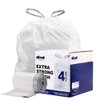 Plasticplace 4 Gallon Trash Bags │ 0.7 Mil │ Drawstring White Garbage Can Liners │ 17" x 16" (100 Count)