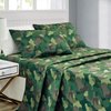 WPM Kids Collection Bedding 3 Piece Military Green Twin Size Sheet Set with Flat Fitted Sheets Pillow sham Camouflage Army Design (Camouflage Military, Twin Sheet Set)