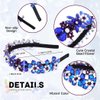 Formery Sparkly Blue Rhinestone Headband Pearl Flower Hairband Party Prom Wedding Handmade Crystal Beads Headpiece for Women and Girls